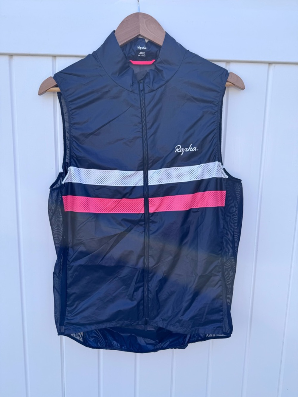 Rapha Black Cycling Vest with White & Pink Stripes